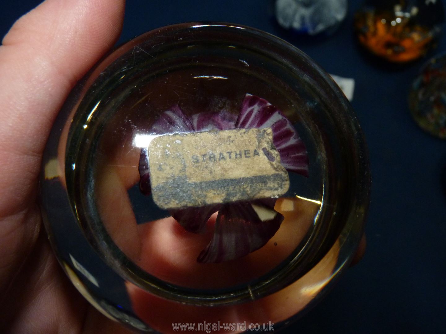 Six paperweights including Strathearn pink floral,blue and white bubble, orange etc. - Image 2 of 3