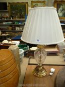 A Wisteria Co. glass and brass Table Lamp with cream shade, 29 1/2" tall including shade.