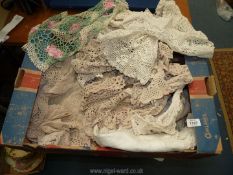 A quantity of linen including crochet work, handkerchiefs, etc.