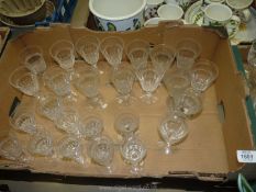 A quantity of nice quality matching wine and sherry glasses of some age,