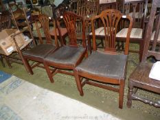 Three broad seated Georgian design side Chairs having moulded cornered front legs,