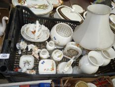 A quantity of Aynsley china to include a lamp, vases, mantle clock, posy bowls, miniature teapot,