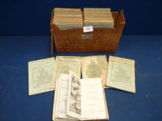 A brown leather box containing a set of Bartholomew's maps of England and Wales Vol 1 - 37,
