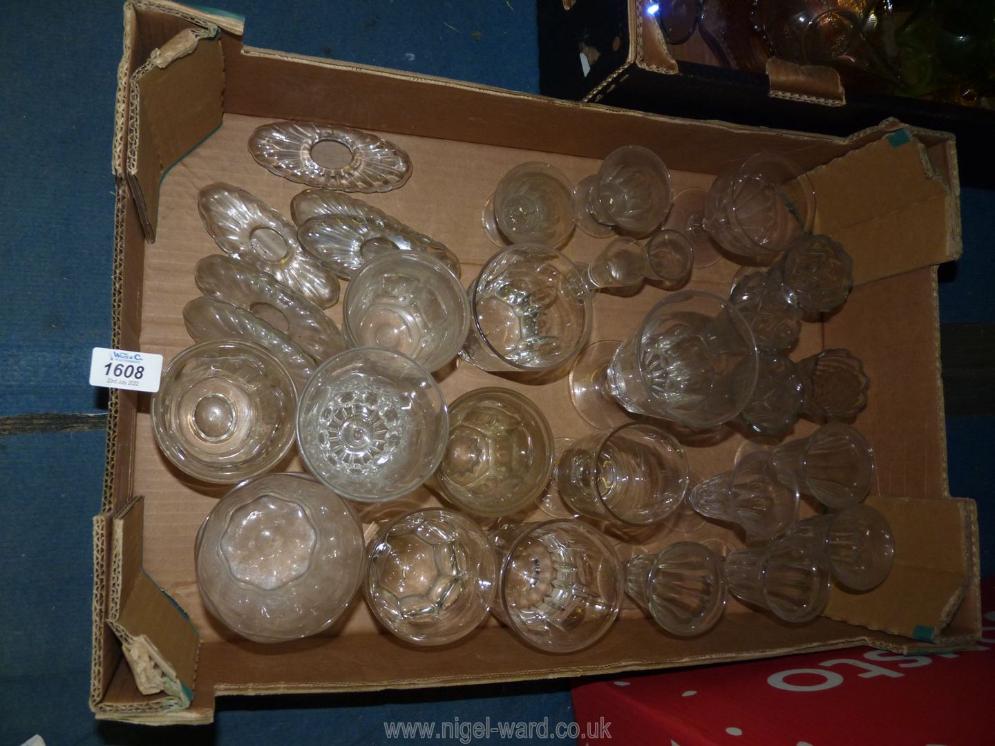 A quantity of old pressed glasses and glass hand warmers??.