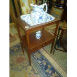 A Mahogany campaign Washstand with a lower shelf, incorporating a drawer,
