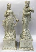 A pair of early Pearlware figures of Neptune and Venus in the style of Ralph Woods, (some damage),