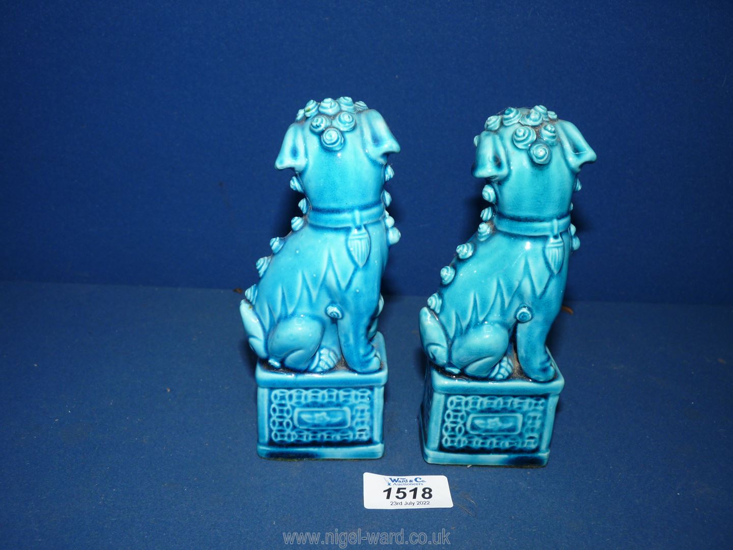 A pair of Dogs of Fo in turquoise, 6 1/2'' tall. - Image 2 of 2