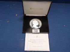 A cased Silver hand set diamond finish, issued 2017 Queen Victorian 5 oz.