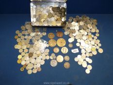 A quantity of token Coins to include Rifle club medals, Edward VII token, coins for Yugoslavia,