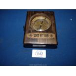 A brass Compass in wooden box with heraldic brass plaque inscribed 'Gott Mit Uns' (God with us.