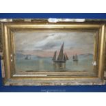 A framed Oil on board depicting sailing boats, no visible signature, a/f.