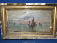 A framed Oil on board depicting sailing boats, no visible signature, a/f.