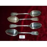 Three silver fiddleback tablespoons, London 1829, maker William Eaton,