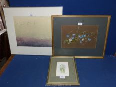 Two Watercolours one of Snowdrops, signed Jane Bennett,