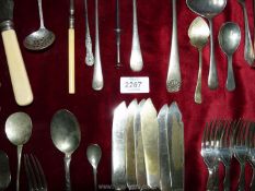 A quantity of miscellaneous cutlery including fish eaters, nickel silver spoons,