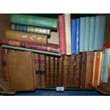 A quantity of books to include; 8 leather bound volumes of Clarissa, Kipps by H.