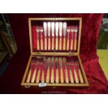 A boxed set of silver fish eaters with bone handles, Sheffield 1896,