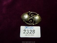 An Art Nouveau style silver brooch marked Trio 8305.