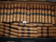 30 leather bound volumes of Dickens Works Library Edition printed by Chapman and Hall, London.