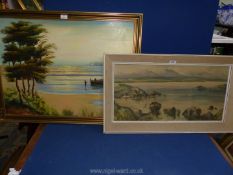 A large Oil on board painting of an unsigned African coastal scene,