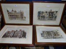 Four framed and mounted C.J. Richardson prints depicting Grand houses, printed by T.