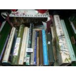 A box of books on Gardening, Flowers, Trees, etc.