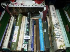 A box of books on Gardening, Flowers, Trees, etc.