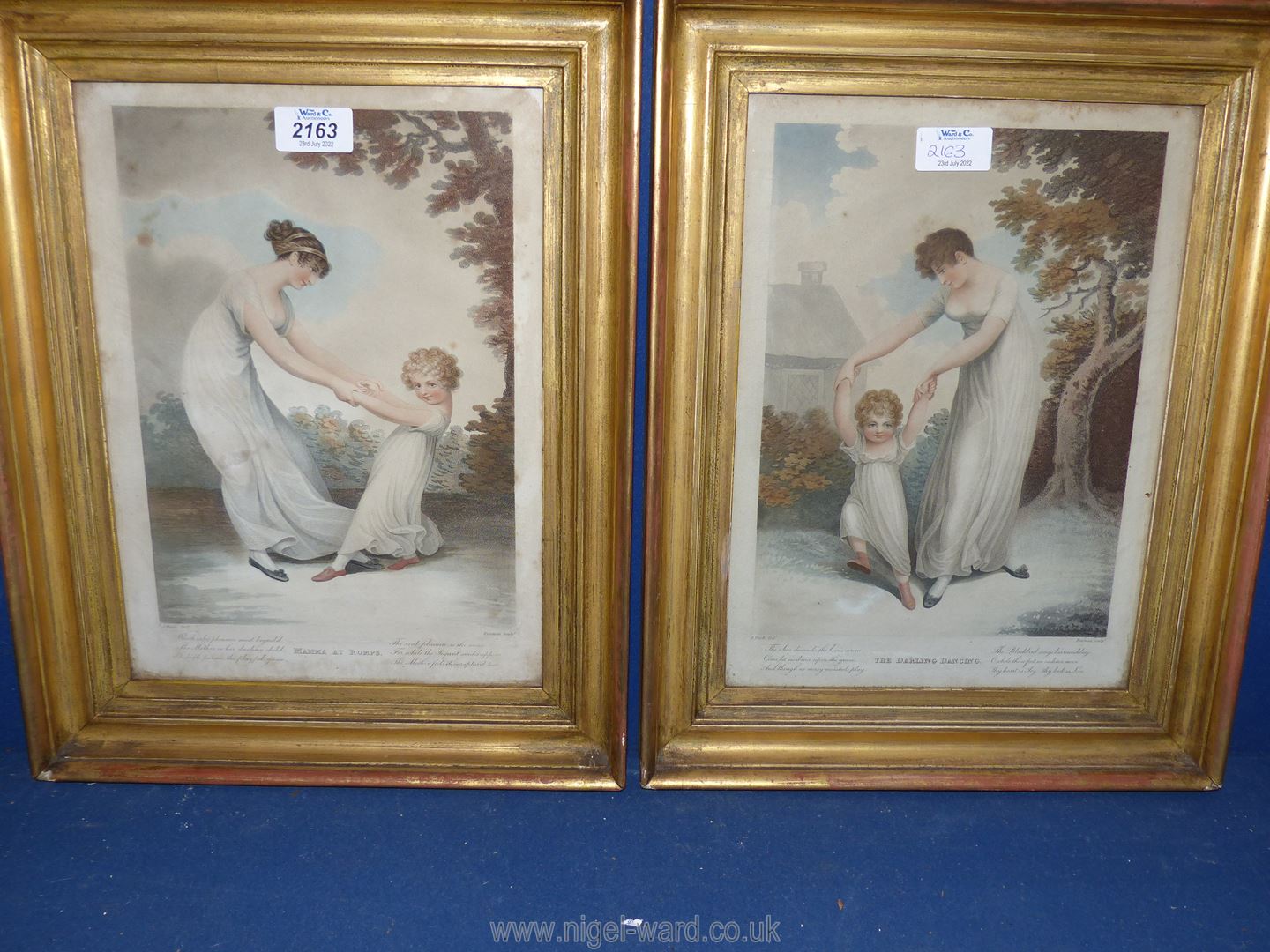 A pair of enchanting coloured Engravings by A. Buck 'The Darling Dancing' and 'Mamma at Romps'.