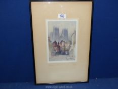 A framed and mounted F. Robson print of York Minster and Bootham Bar.