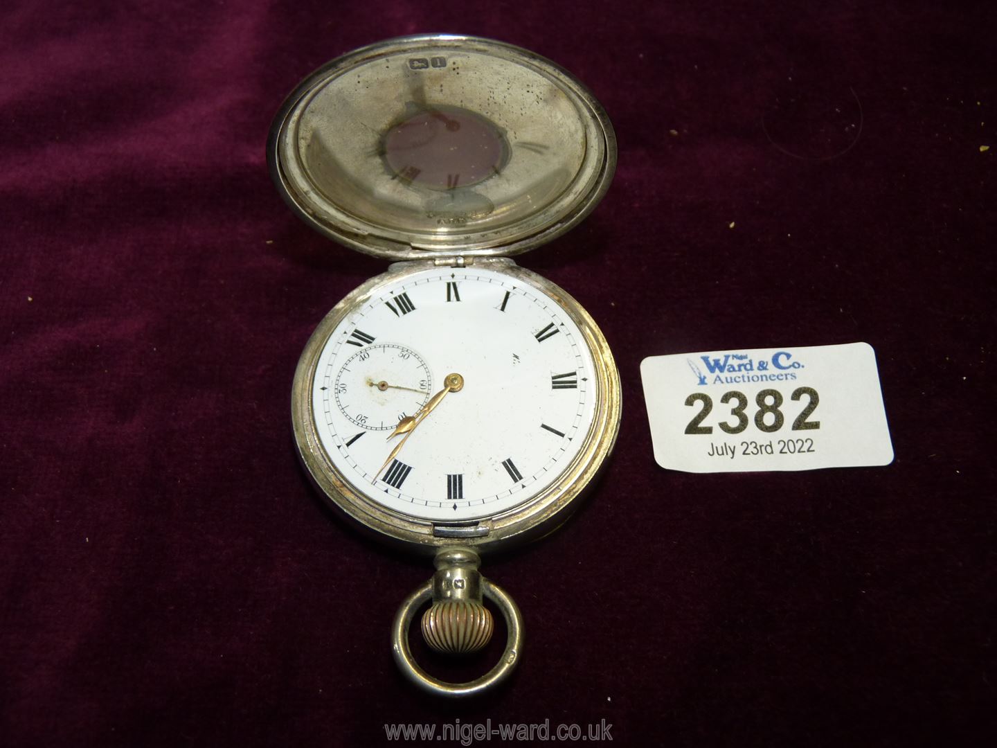 A silver Half Hunter pocket watch hallmarked for Birmingham, - Image 2 of 2