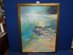 Pierre Graziani: Sahara Sunset, oil on board, inscribed in French lower right,