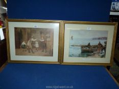 A pair of framed and mounted Prints depicting children playing and "Crabber's Bait" after Charles