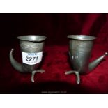 A pair of 19th century Norwegian pewter stirrup cups,