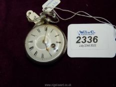 A front wind Verge Pocket Watch in a single silver case with London hallmark dated 1876 by W.