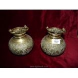 A pair of brass Eastern caskets 7" tall.