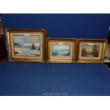 Three small framed Oil paintings to include Pond with cottage,