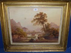 A framed Watercolour, writing verso titled 'Bridge over the Nera', attributed to William Havell,