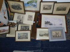 A quantity of framed prints including 19th c.