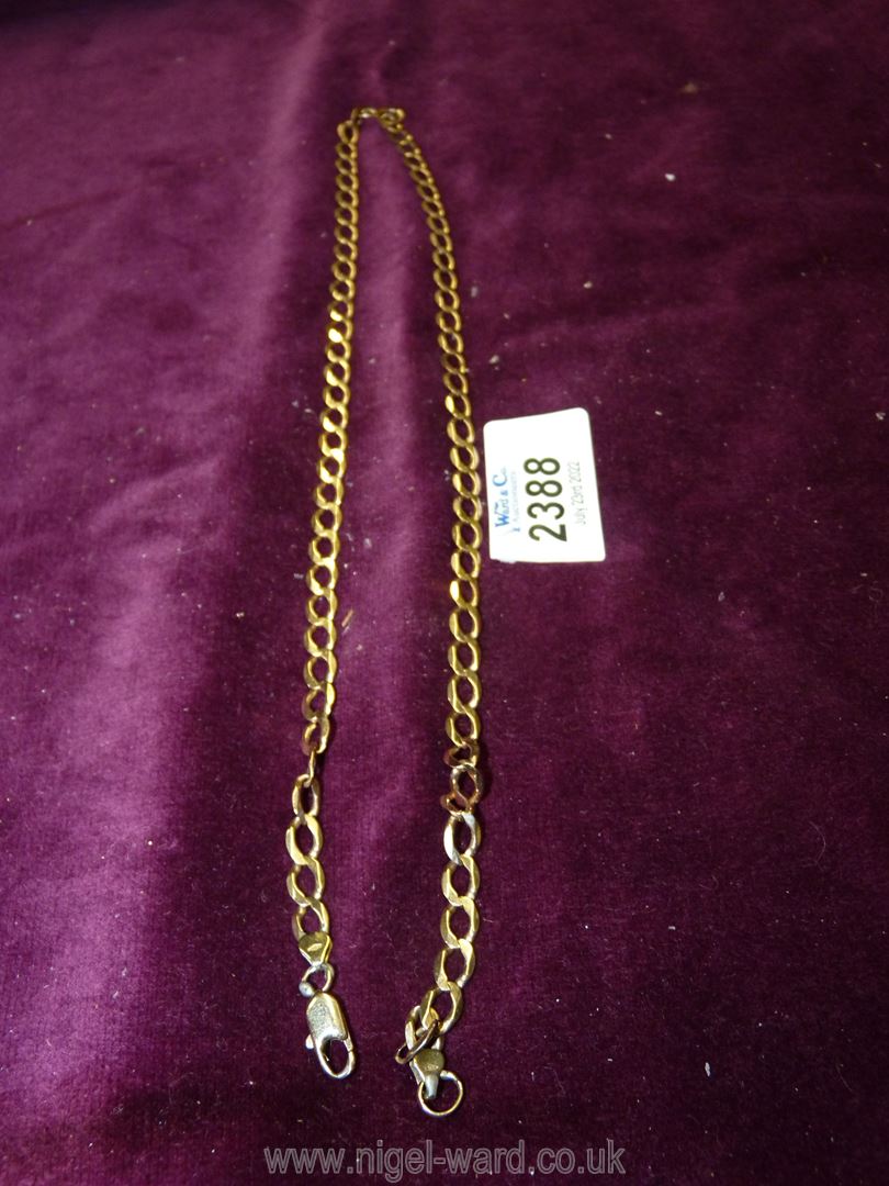 A 9ct gold flat link chain necklace, 21" long, - Image 2 of 2