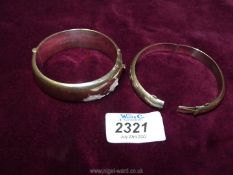 Two silver bangles, one Chester 1955, makers mark J.S.