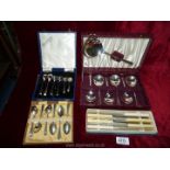 A quantity of epns boxed cutlery sets including fruit spoons in box, mustard spoons, teaspoons,