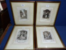 Four framed and mounted Etchings depicting characters from Shakespeare to include The Merry Wives