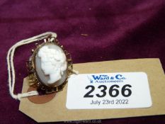 An 18ct gold Cameo ring of a bust of a Grecian style lady, size 'O'.