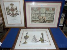 A framed Coat of Arms for Cecil Talbot, Carmarthen, a framed and mounted C.J.