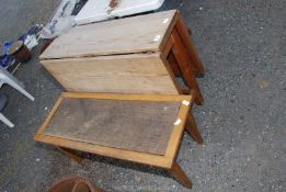 A pine drop leaf table and side table.