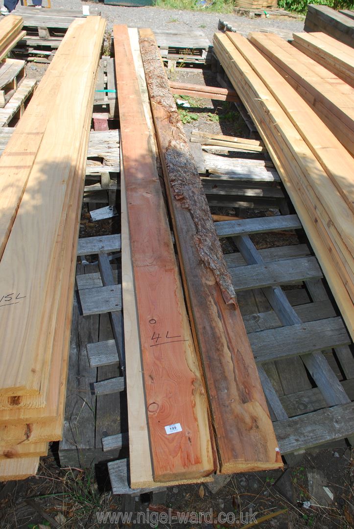 Four lengths of rough cut Cedar, 6" x 1 1/2" and 6" x 1".