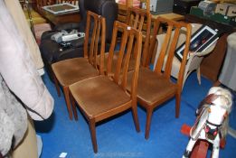 Four 'Nathan' mid century dining chairs with velour seats.
