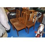 Four 'Nathan' mid century dining chairs with velour seats.