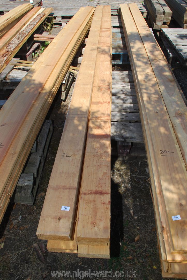 Eight lengths of Cedar 6" x 2" x 192" long.