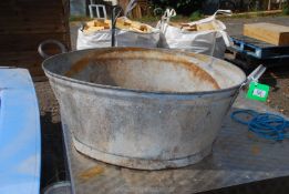 A large galvanised vintage bath 30" x 23" x 12".